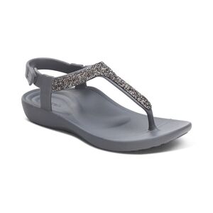 NWT Aetrex Skyler Thong Sandal pewter embellished Sz 9